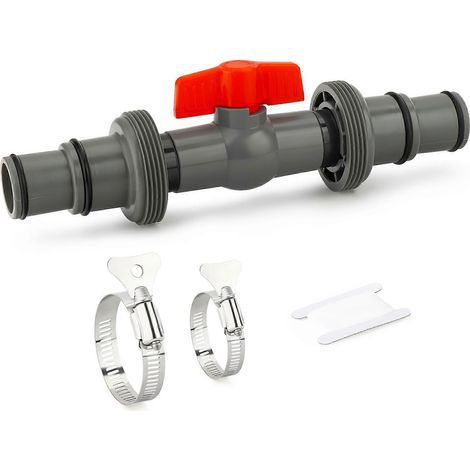 Raccord et adaptateur étanche pour tuyau de piscine avec commande par vanne, compatible avec les tuyaux de 1,25 et 1,5 pouce. (1/5)
