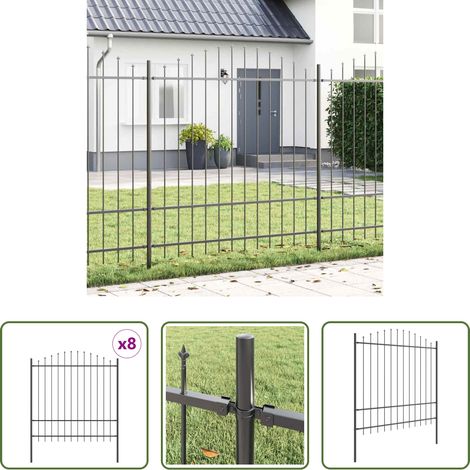 vidaXL Pulverbeschichteter Stahl - Gartenzaun 8 pcs Grau 170 x 215 cm Pulverbeschichteter Stahl (1/5)