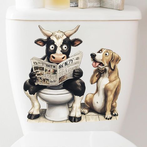 3D-Toilettensitzaufkleber mit Kuhmotiv, wasserfest, Badezimmerdekoration