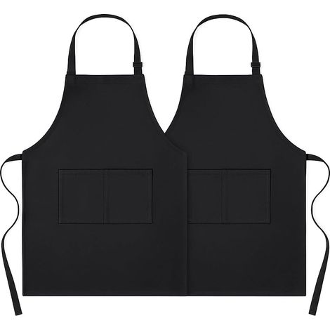2 Tablier, Coton 240 g/m², Résistant au feu, 2 Poches, Ajustable, Cuisine, Boucherie, Barbecue