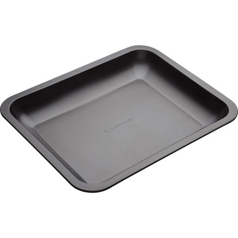 MasterClass Lata para asar 38 x 30,5 cm con antiadherente PTFE, PFOA y BPA, robusta bandeja para asar abierta inclinada de acero al carbono de 1 mm de grosor