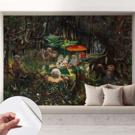 Papier peint autocollant adhésif installation rapide du papier peint durable et résistante Forêt féérique 208x146 cm (1/5)