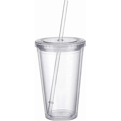 Couvercle de tasse réutilisable à double paroi avec pailles réutilisables - Café, smoothie, jus, café glacé (1/4)