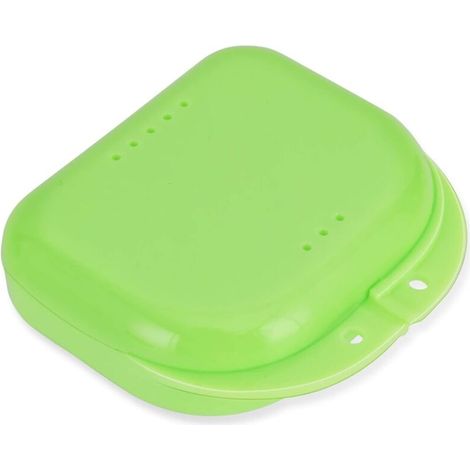 Boîte de rangement pour prothèses dentaires orthodontiques, transparente et aérée, verte - lumière (1/5)