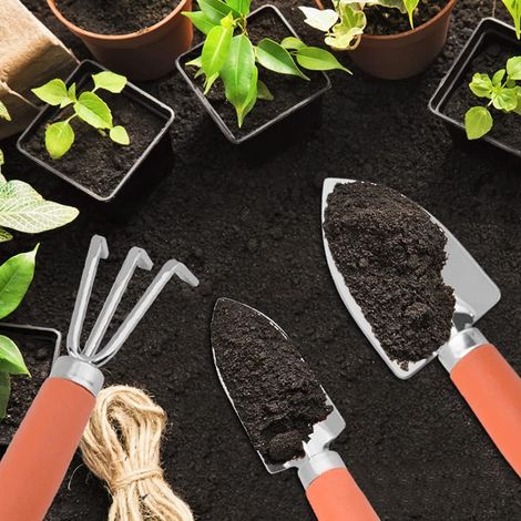 Lot de 3 - Outils De Jardinage - Mini Outils De Jardin Kit Pelle Jardinage Rateau Cadeau En Bois Ensemble De Petits Râteaux (1/5)