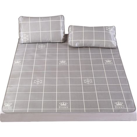 Tapis rafraîchissant pliable en soie glacée 3D avec taie d'oreiller pour l'été (Queen) (1/5)