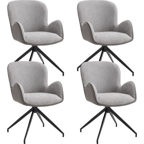 Wahson Set di 4 Sedie da Pranzo Girevoli, Poltroncine da Cucina Moderne Sedie Imbottite con Gambe in Ciniglia in Metallo Soggiorno/Ristorante/Sala da Pranzo, Grigio (1/5)
