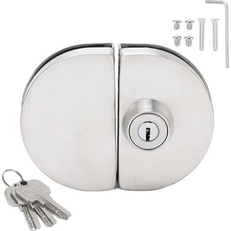 Verrou pour porte en verre 98x65mm, charnière double avec 3 clés, adaptable pour vitre de 10 à 12 mm d'épaisseur (1/5)
