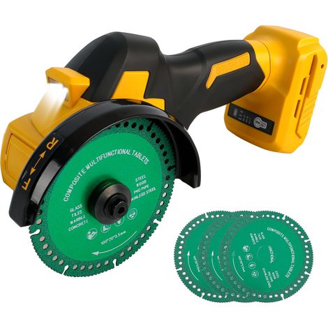 Meuleuse d'angle sans fil pour 18/20 V, mini meuleuse d'angle sans balais 18 000 tr/min 100 mm avec 4 disques pour coupe, polissage, meulage 100 mm (1/5)