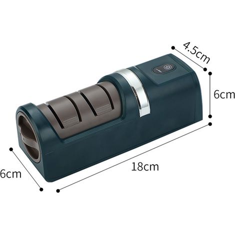 Afilador de cuchillos eléctrico con base antideslizante, conexión USB, muelas de afilado gruesas y finas para cocina, hogar y camping, ecológico, 1200 mAh (1/5)