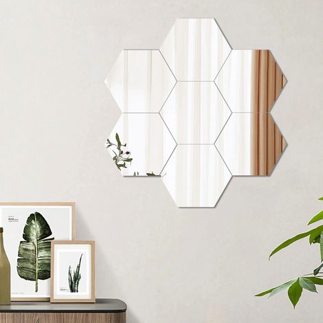 36Pcs DIY Hexagon Acrylic Mirror Wall Sticker Set (1/5)