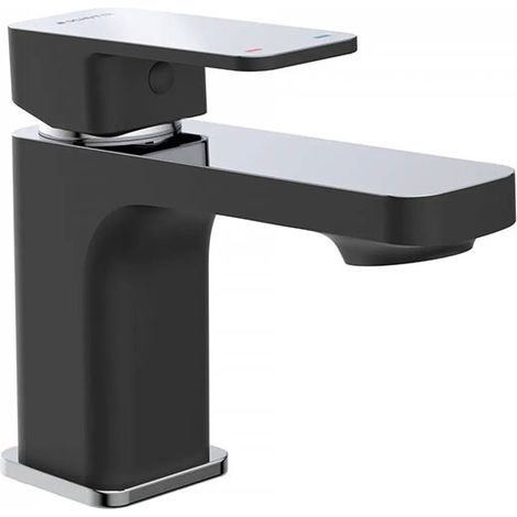 Mitigeur lavabo noir mat et chromé - Robinet monocommande - Poignée centrale - 43106 (1/5)