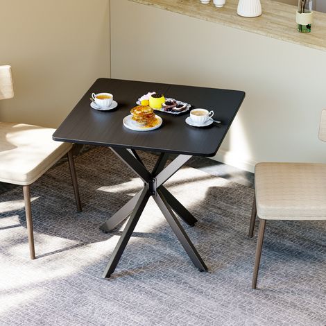 Tavolo quadrato 80x80x75 cm nero in ferro e pannello truciolare con struttura a X (1/5)