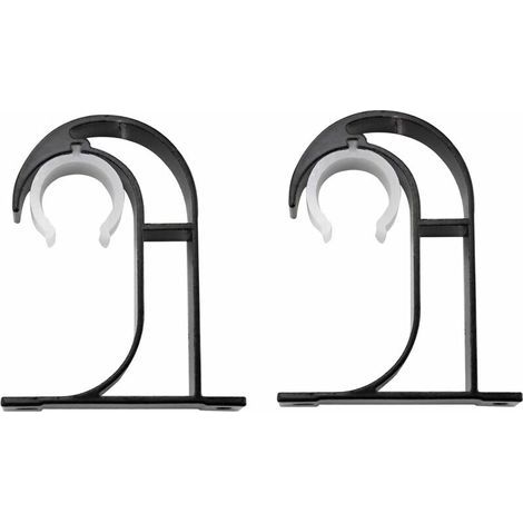 2 Stück Gardinenstangenhalterungen, Wand- und Deckenmontage, Kleiderstangenhalterungen aus Zinklegierung für Schlaf- und Wohnzimmer, inklusive Schrauben, Schwarz (1/5)