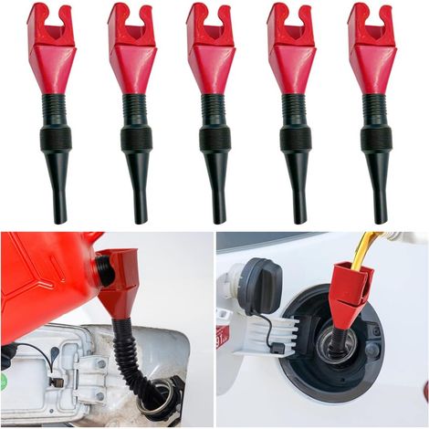 5 Pièces Entonnoir à Essence Pour Voiture, Entonnoirs De Carburant De Bouche Plastique Flexibles, Entonnoir De Carburant Bouche, Entonnoir à Essence Pour Moto, Voiture, Essence(Rouge)