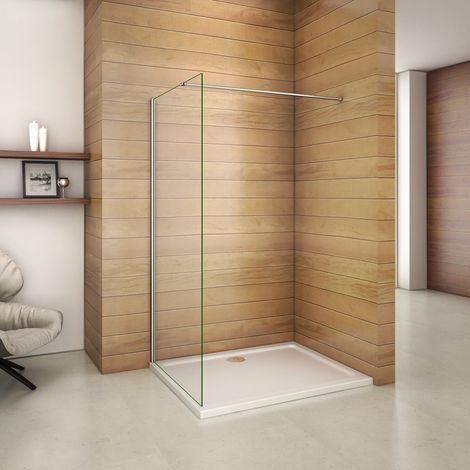 800x1950x6mm paroi de douche walk in verre anticalcaire avec barre fixation la pince 360degrés 900mm (1/5)