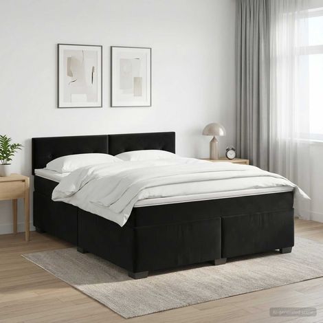 Cama box spring con colchón Negro 140 x 200 cm Terciopelo (1/5)