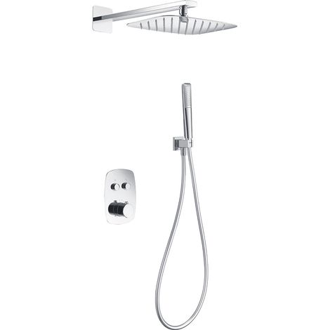 IMEX Kit für Unterputz-Thermostatdusche Hidra Stahl-Messing Chrom Kopfbrause 20 x 30 cm 2-Wege-Taste TURN CLEAN SYSTEM Kartusche Schlauch Handbrause Wandarm Imex-GPH035 (1/5)