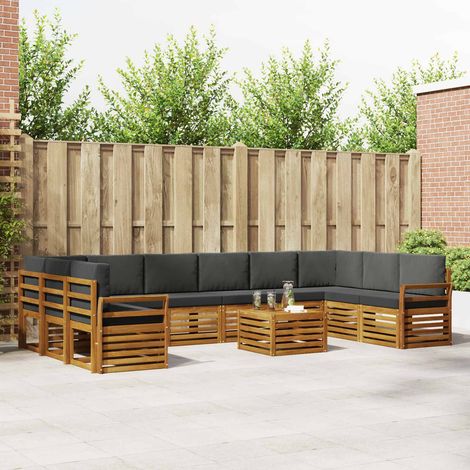 vidaXL Outdoor-Sofagarnitur mit Kissen 11 pcs Natur und Anthrazit (1/5)