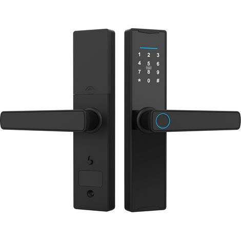 Eosnow WiFi-Smart-Schloss, schlüssellose Eingangstür, TY-App/Fingerabdruck/Passwort/Karte/mechanischer Schlüssel, 5 Entriegelungsmethoden, Touchscreen, Aluminiumlegierung für 38–55 mm Dicke, Büro, Zuh