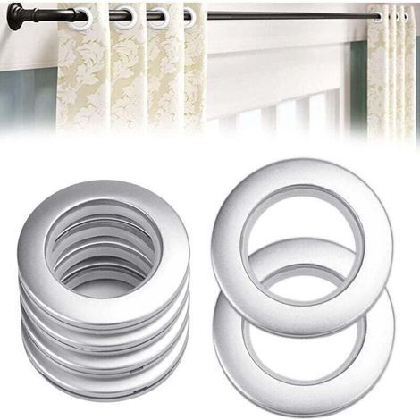 Lot de 20 œillets de rideau en plastique, anneaux de rideau amovibles de 40 mm pour rideaux d'intérieur, pour fenêtre, douche, porte d'armoire (argent) (1/4)