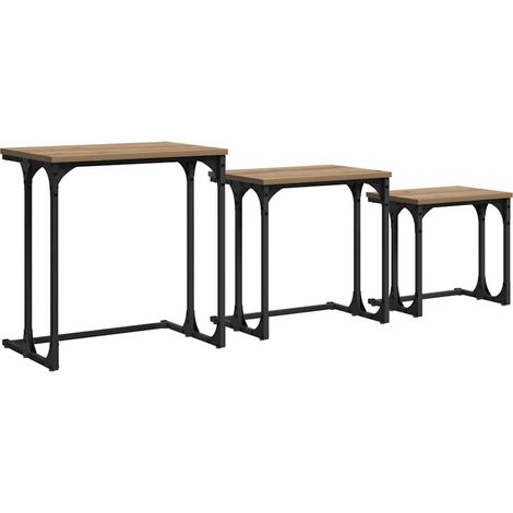 Maison Exclusive - Mesa de Café Nido 3 pcs Roble artisan Madera c