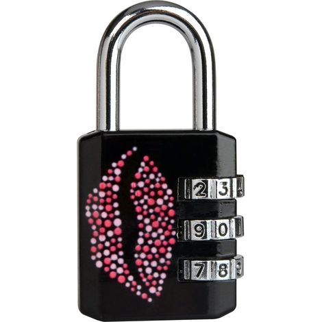 Master Lock 1509EURDKISS - Lucchetto a combinazione con motivo stampato, 6,2 x 3,2 x 1,4 cm, colore: nero, 6,2 x 3,2 x 1,4 cm (1/4)
