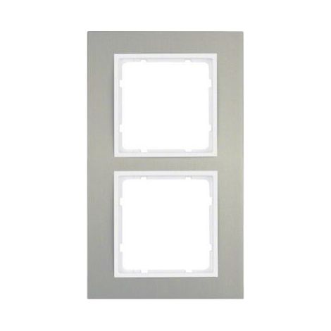 Marco 2 elementos Berker By Hager B3 10123904 Aluminio/Blanco