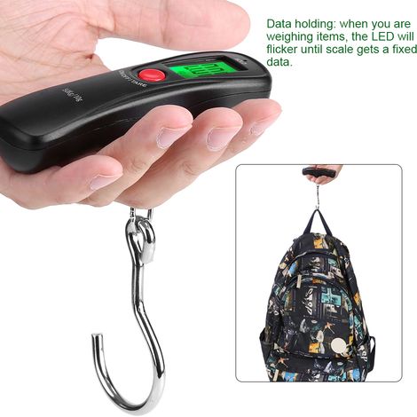 WEIHENG 50 kg/10 g elektronische Reisewaage, digitale LCD-Gepäckwaage, Handwaage für Koffer, 10 g Genauigkeit, praktisches Wiegezubehör (1/5)