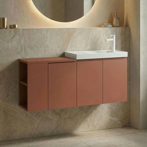 Lave-mains suspendu 110 cm rouge 3 portes 2 niches IRIS (1/5)