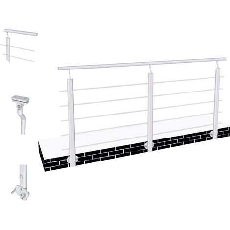 Ocean Sanitaire – Garde-corps aluminium argenté 200cm – Fixation latérale – 5 traverses + 1 main courante – Sécurité renforcée pour escaliers et balcons (1/5)