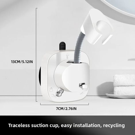 Support de pommeau de douche (blanc), rotatif à 360°, ventouse en silicone (1/4)