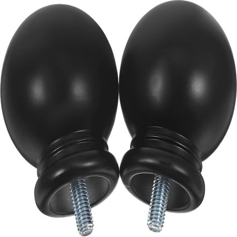Tête décorative sphérique noire pour tringle à rideaux, 2 embouts de rechange pour tringle à rideaux (1/5)