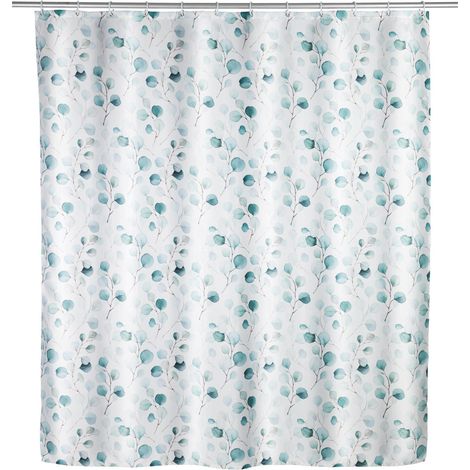 WENKO Duschvorhang Pioppo, Textil (Polyester), 180 x 200 cm, waschbar, Gr n, Polyester mehrfarbig