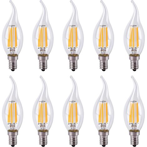 Lot de 10 Ampoules E14 Filament Dimmable 6W LED Edison Vintage C35 Blanc Chaud 2700K 500LM Remplaçant 60W Incandescent AC 220V (1/5)