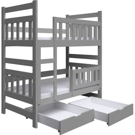 Selsey Dromi - Lit superposé avec matelas - 80x185 cm - Gris (1/5)