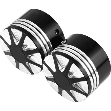 CNC-gefräste Motorrad-Vorderradgabelmutter in Totenkopfform, schwarze Schraubenabdeckung, Achskappe, Custom-Motorradteil. (1/5)