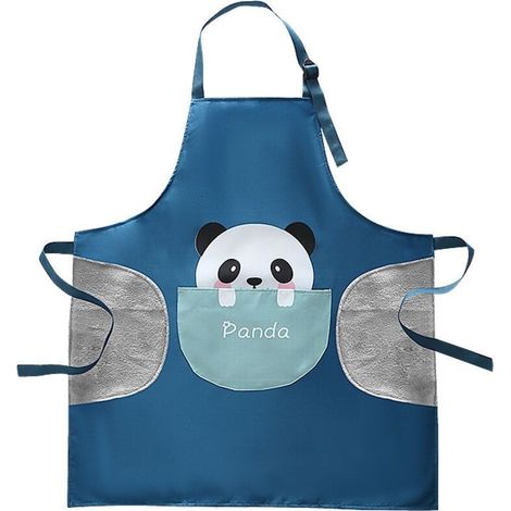 Table de tablier de cuisine et housse de tablier résistant à l'eau pour s'essuyer les mains (Panda bleu) (1/5)