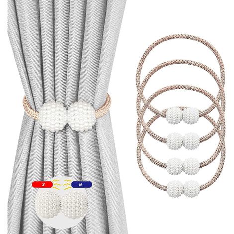 4 PIÈCES Embrases pour Voilages, Embrase Rideaux Aimanté, Attache Rideau Aimantée, Mbrasses Magnétiques pour Rideaux pour Décoration de Salon, Bureau et Chambre à Coucher (Or) (1/5)