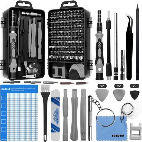 127-in-1-Präzisions-Schraubendreher-Set, DIY-Elektronik-Reparatur-Werkzeug-Set für Smartphone, Laptop, PC, iPhone, MacBook, Brille, Laptop, Uhr, Spielzeug, Schmuck (grau) (1/5)
