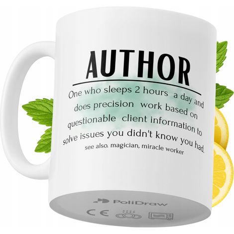Mug humoristique pour auteur, avec texte amusant et design graphique, idéal pour les anniversaires, les fêtes et les occasions spéciales. Mug premium pour la maison, le bureau et le travail. Blanc, 33