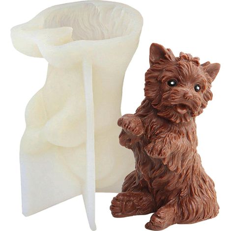 Moule Bougie Silicone, Chien Moule en Silicone pour Bougie Savon, Moules à Bougie Faits à la Main, Moules Silicone pour soja, Cire d'abeille, Bougies parfumées, Chocolat, Résine époxy (1/5)