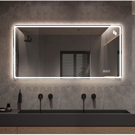 LED-Badezimmerspiegel 120 x 60 cm, beschlagfrei, Touch, 3 Farbtemperaturen, OKMYHOME (1/5)