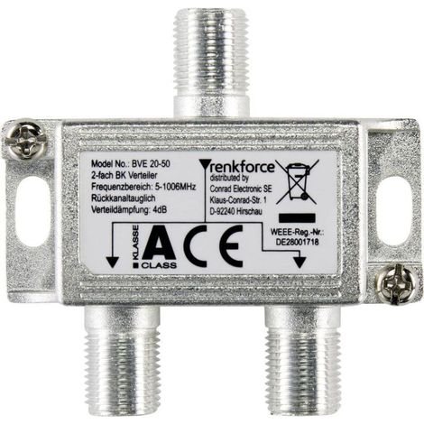 Trywise Répartiteur TV câble 2 voies 5 - 1006 MHz A136492 (1/2)