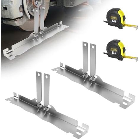 Achsvermessungs-Werkzeugsatz, 2-teiliges Set für die Vorderachse von Pkw, präzise Sturzeinstellplatten mit 5-Meter-Maßband, Silber - (1/5)