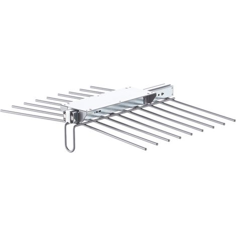 Porte pantalons coulissant double - Décor : Gris aluminium - Hauteur : 138 mm - Largeur : 641 mm - Matériau : Acier - Profondeur : 460 mm - VIBO (1/3)