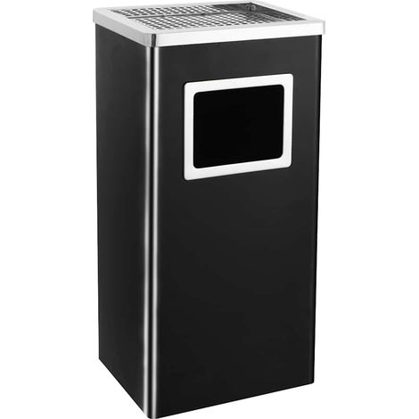 Mülleimer mit Aschenbecher 45 L Stahl Schwarz vidaXL (1/5)
