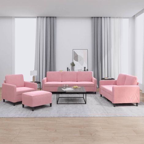 Juego de sofás 4 piezas terciopelo rosa vidaXL (1/5)