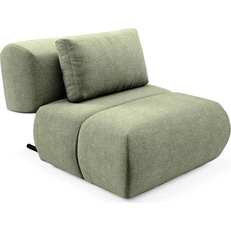TINA - Fauteuil en tissu chiné - Vert