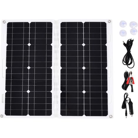 Kit solaire portable 50W 18V pliable étanche pour camping-car, chargeur batterie système pliable (1/5)
